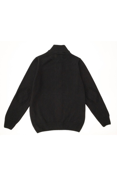 Doctor junior Boy's Black School Cardigan with Diamond Pattern and Zipper