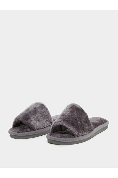 Styli Grey Furry Bedroom Slippers