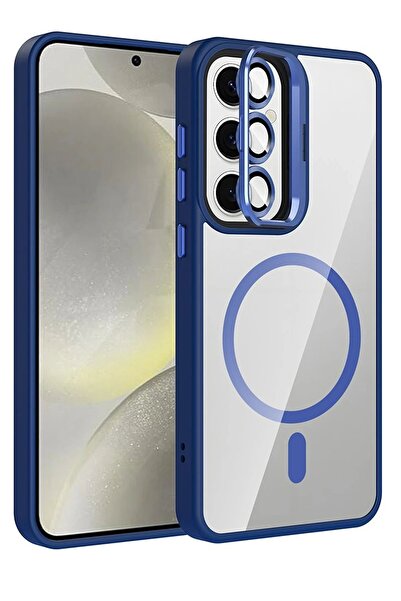 feifei غطاء سامسونج جالاكسي S24 FE مع عدسة ريميم وحامل ماجسيف - أزرق داكن-(5796) - VOANFD7589-6964