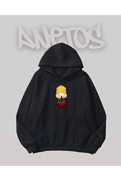 Anetos Tokyo Revengers Design Negru Față cu imprimeu Swea tricou