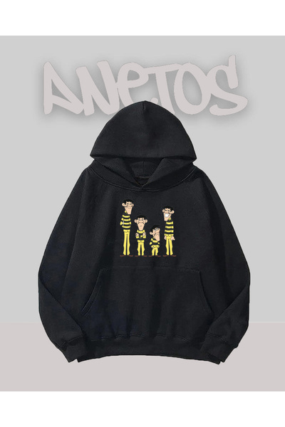 Anetos سويت شيرت بتصميم دالتونز باللون الأسود مطبوع من الأمام