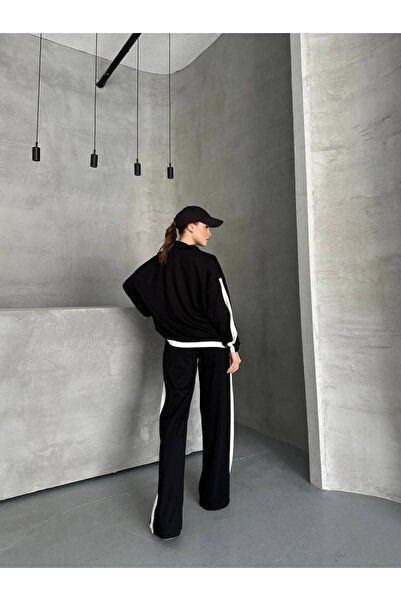 ZF BUTİK Αθλητικό κοστούμι αθλητικής φόρμας Modal υφασμάτινο κοστούμι με ρίγες με μακριά μανίκια