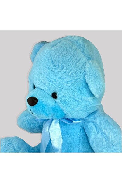 velve Ursulet de plus Tobi, cu fundiță, Inaltime 24 cm, Albastru