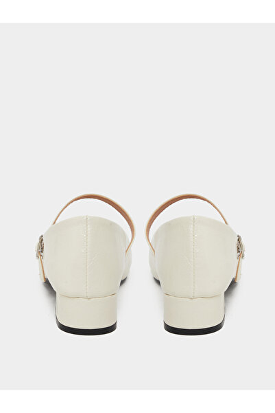 Take Two By Styli Beige Block Heel Mary Jane Shoes