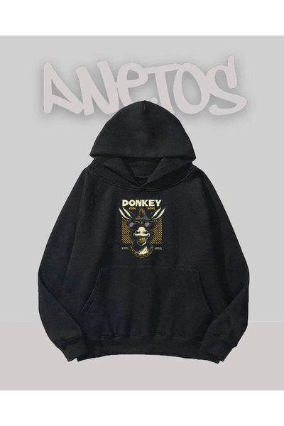 Anetos Donkey Design Black Front cu imprimeu Swea tricou