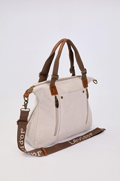 Levidor Mink Double Zipper Fabric Strap Handbag