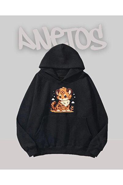 Anetos Cățeluș Cita Design Negru Față cu imprimeu Swea tricou