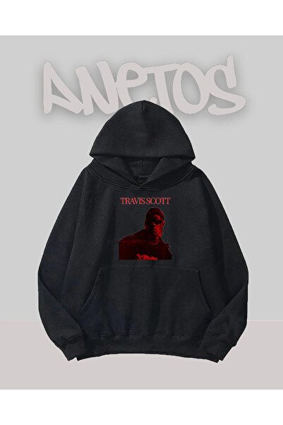 Anetos Travis Scott 8 Design Black Front cu imprimeu Swea tricou