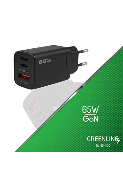Redline 65W GAN Type C + Type C + USB A Girişli Hızlı Şarj Adaptörü