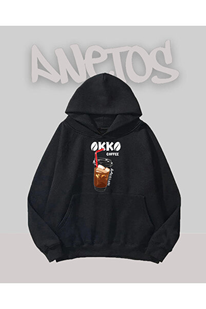 Anetos Φούτερ Okko Coffe Design Μαύρο Μπροστινό με τύπωμα