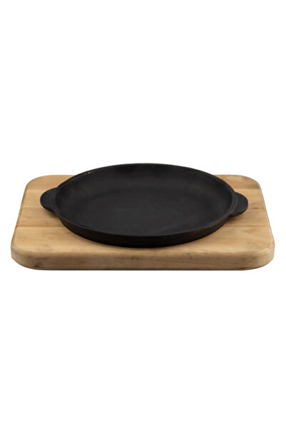 Maysternya Tava din fonta cu suport lemn 18xh2,5cm + burete sarma