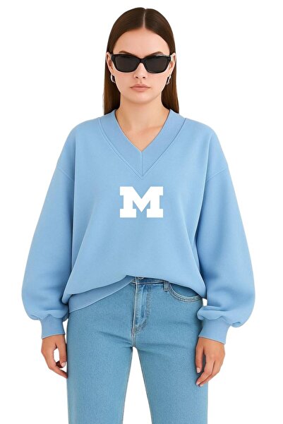 BENROMA SWEATSHIRT UNISEX CU DECOLTEU IN V IMPRIMAT M