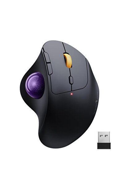 Choice ماوس لاسلكي ProtoArc أسود أرجواني 2.4 جرام ماوس كرة دوارة مريح قابل لإعادة الشحن مزود بتقنية البلوتوث