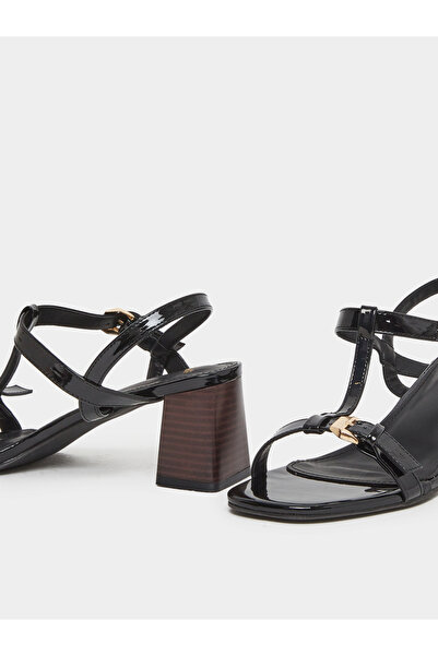 Styli Elegant Black Block Heel Sandals