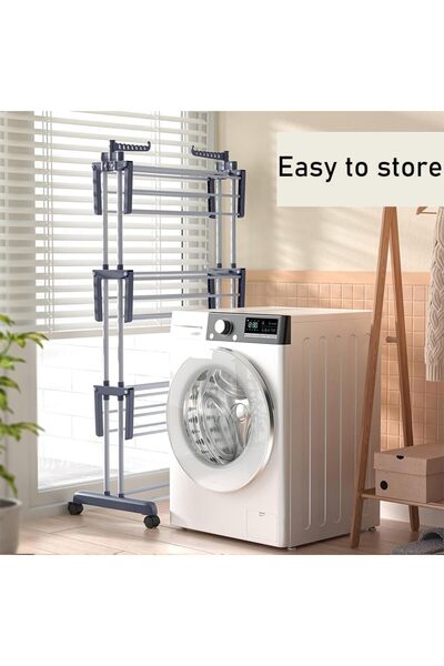Taimi 4-Tier Clothes Drying Rack (Gray) – Each Layer Supports 10 kg , Rolling Design -170H x 76W x 50D cm