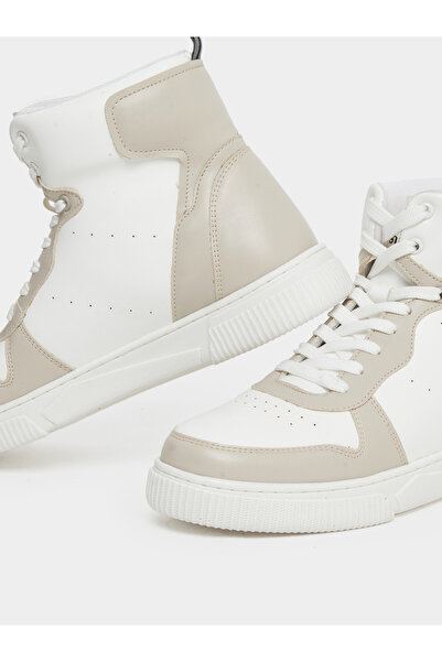 Styli Panelled High-Top Lace Up Sneakers