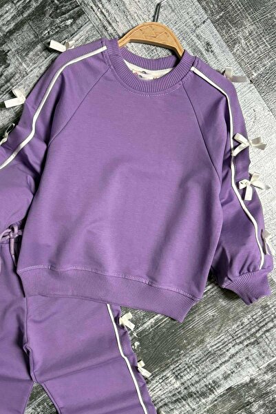 Riccotarz Κοριτσίστικο σετ αθλητικής φόρμας λιλά με λεπτομέρεια με λουράκια και λουράκια στο σώμα