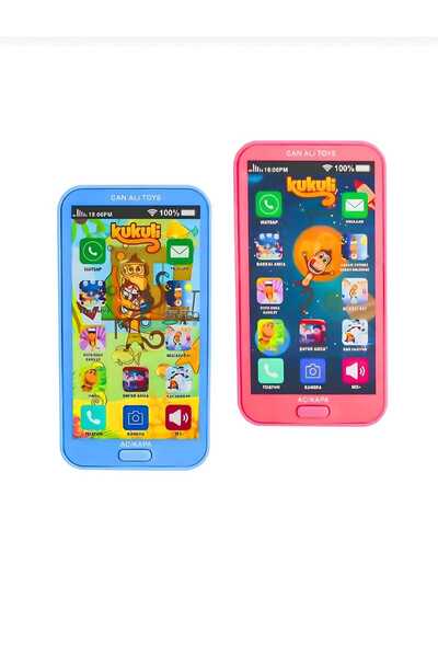 minivo 2 Adet Kukuli Oyuncak Telefon – 12 Menü Sesli ve Işıklı Cep Telefonu (...