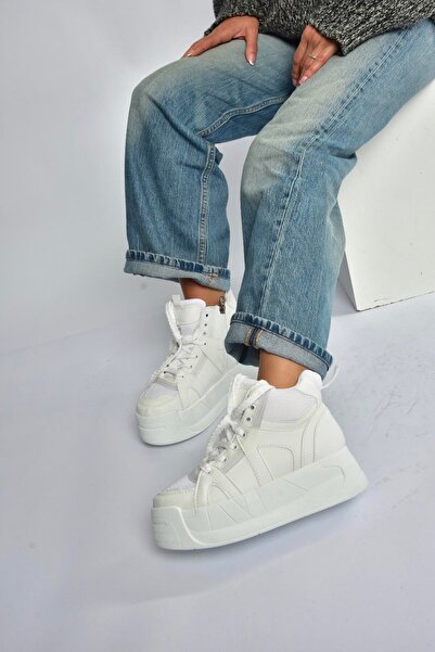 Fox Shoes V973019109 White Thick Soled Women's Sports Shoes Sneakers