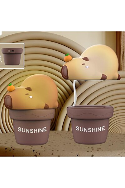 Livava Capybara Yıldızlı Masa Lambası ve Kalemlik, Kahve, 20x12