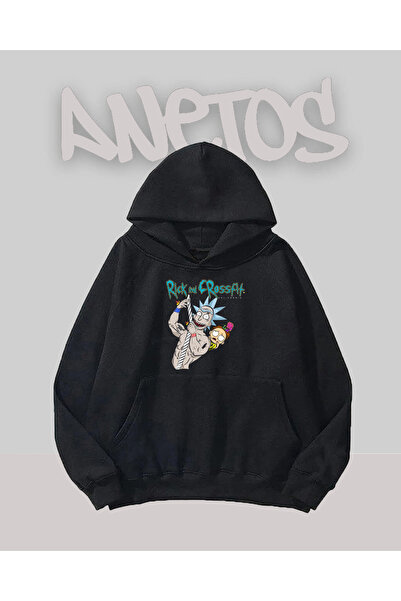 Anetos Μαύρο μπλουζάκι με σχέδιο Rick And Crossat με τύπωμα