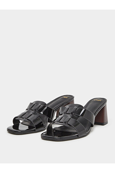 Styli Women Black Block Heel Sandals