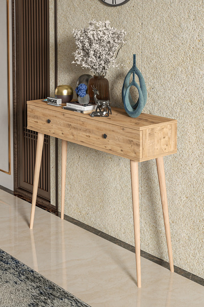 BAGAX 2 Kapaklı Ahşap Ayaklı Modern Dresuar