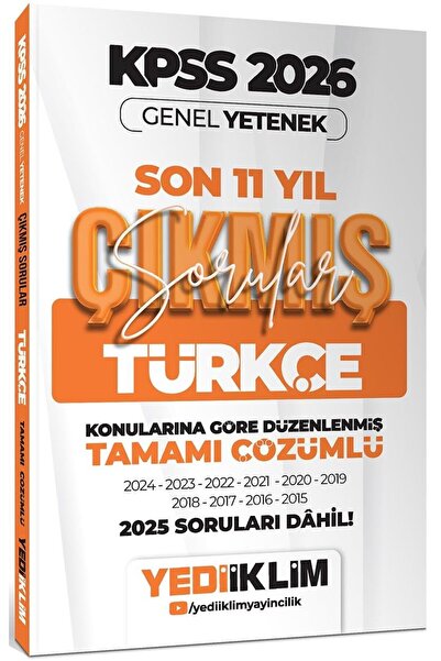 Yediiklim Yayınları 2026 KPSS Genel Yetenek Türkçe Konularına Göre Tamamı Çöz...