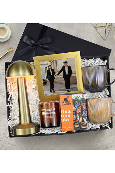 Trendmiya Gold Mantar Masa Lambası & Porselen Kupa & Mum & Gold Çerçeve & Fil...