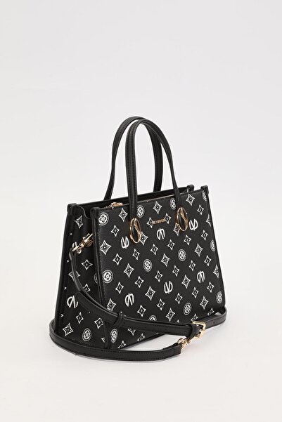 Levidor Black Lvd Printed Handbag