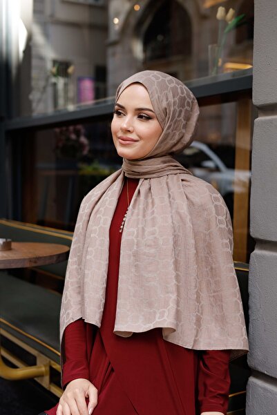 ipekistanbul Μαλακό ζακάρ σάλι - Μοτίβο αλυσίδας - Βιζόν