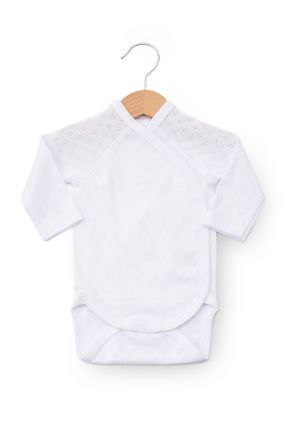 OEM Body bebelusi alb, din bumbac cu model pointelle