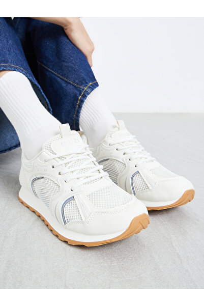 Styli Women White Mesh Sneakers