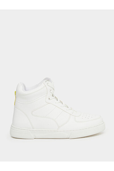 Styli White High-Top Lace Up Sneakers