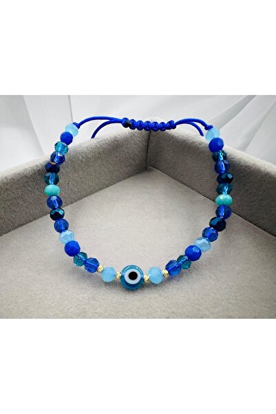 OEM Brățară cu cristale, pandantiv cu ochi răi și 4 mărgele de aur de 14K - BRCR71