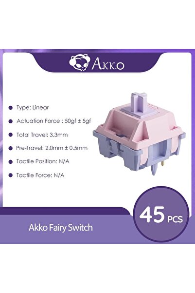 Choice مفاتيح Fairy (Silent) Akko V3 Pro مفاتيح لمسية/خطية للوحة المفاتيح الميكانيكية، عبوة من 45 قطعة بديلة