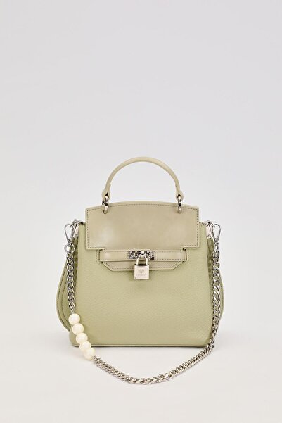 Levidor Green Pearl Strap Detailed Handbag
