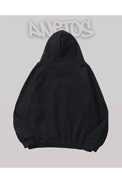 Anetos Merch Luker Design Black Front Printed Sweatshirt