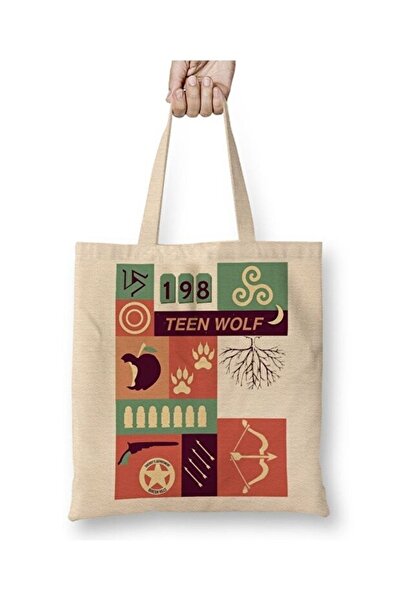Toyaso Τσάντα αγορών με μακρύ χερούλι Teen Wolf Pictogram Τσάντα παραλίας