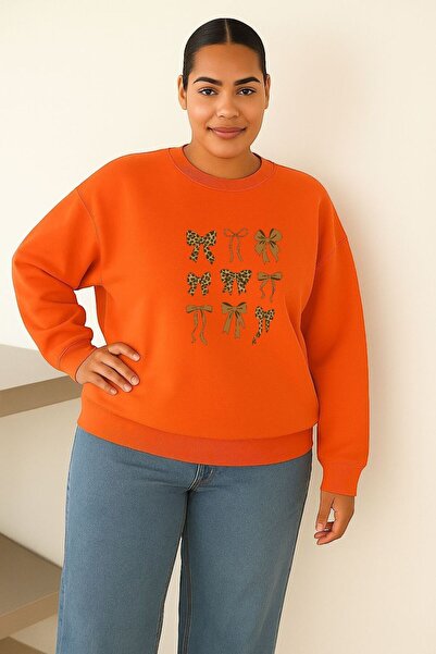 BENROMA 3 Yarn Combed Cotton Ribbons Printed Oversized Unisex Sweatshirt