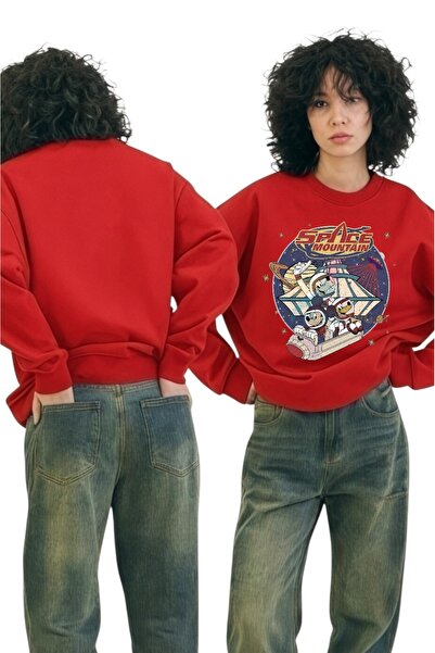 ArtYus سويت شيرت بياقة دائرية مطبوع عليه ميكي سبيس ترانسفير بأكمام طويلة للجنسين