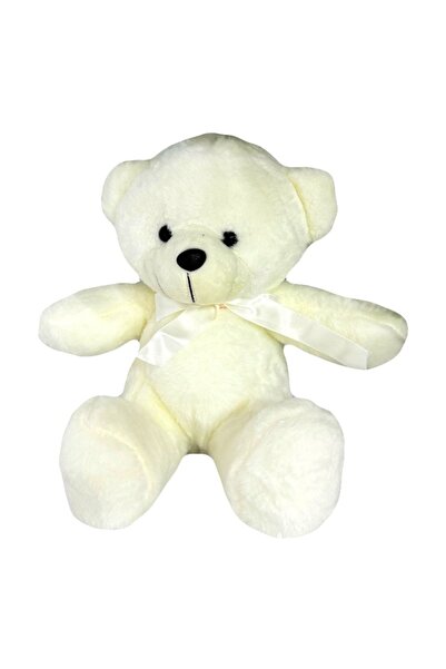 velve Ursulet de plus Tobi, cu fundiță, Inaltime 24 cm, Alb