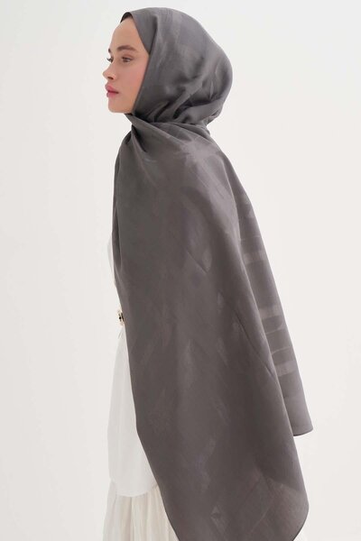 carell Geometric Pattern Liora Cotton Shawl Anthracite