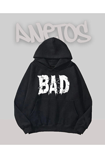 Anetos Design prost Negru Față cu imprimeu Swea tricou