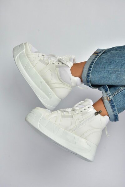 Fox Shoes V973019109 White Thick Soled Women's Sports Shoes Sneakers