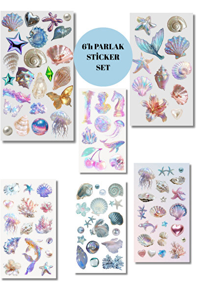 elviano 6'LI Deniz Temalı Parlak Sticker Planner Ajanda Bullet Journal Için U...