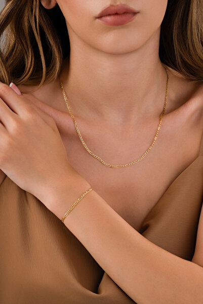 Zeynepli gold & jewelry 14 AYAR ALTIN FİGARO MODEL SET, BİLEKLİK&KOLYE