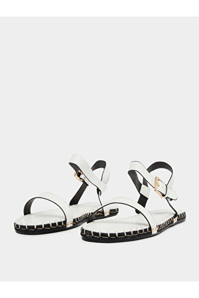 Raid By Styli Bambie White Ankle Strap Flat Espadrilles