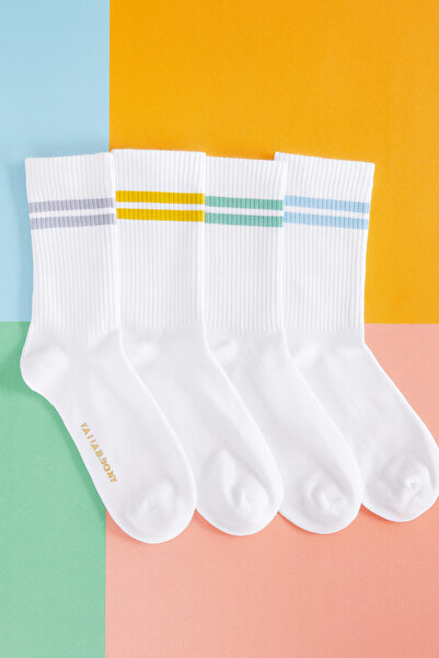 BONY SOCKS Șosete cu dungi unisex, pachet de 4, CULORI