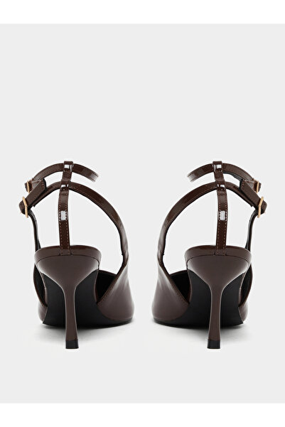 Styli Brown Ankle Strap Stiletto Heel Sandals